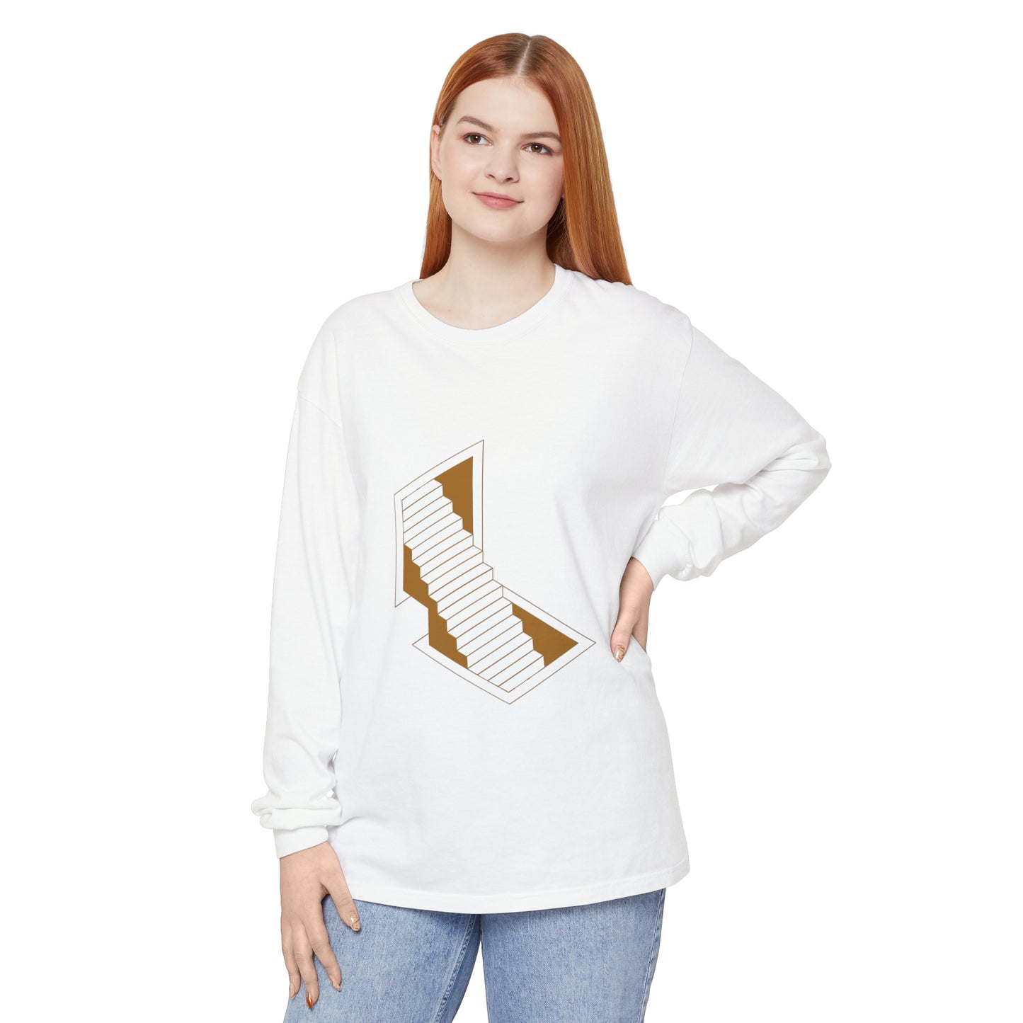 Unisex Garment-dyed Long Sleeve T-Shirt | stairs