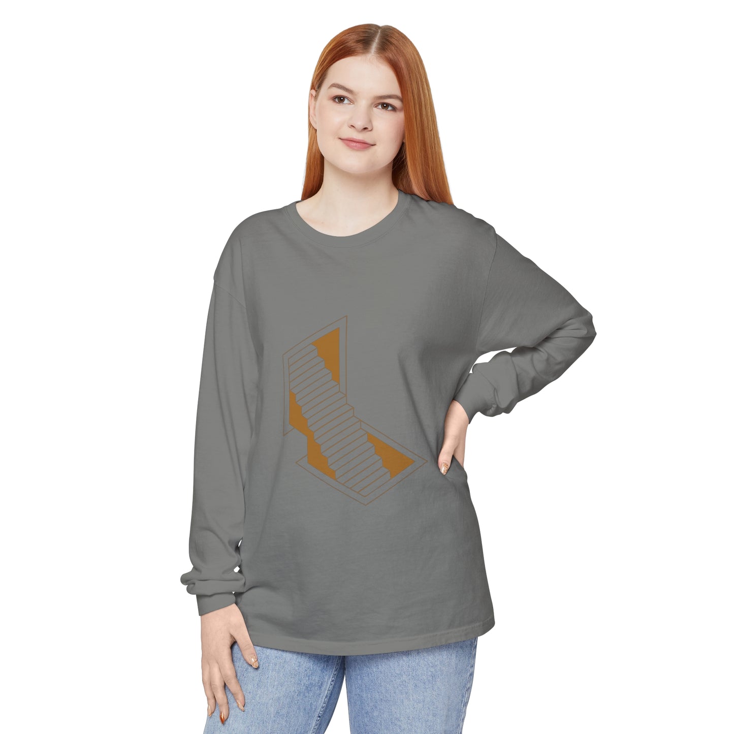 Unisex Garment-dyed Long Sleeve T-Shirt | stairs