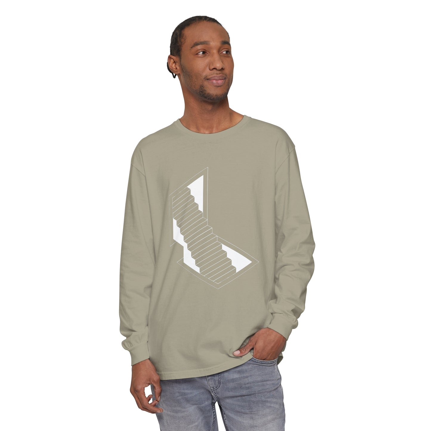 Unisex Garment-dyed Long Sleeve T-Shirt | stairs