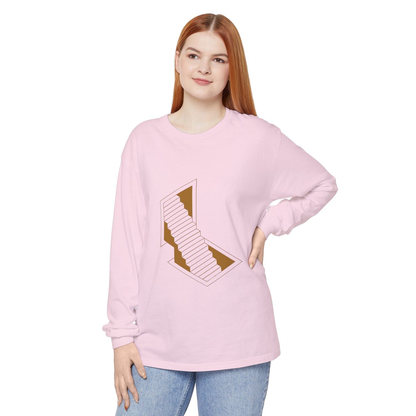 Unisex Garment-dyed Long Sleeve T-Shirt | stairs