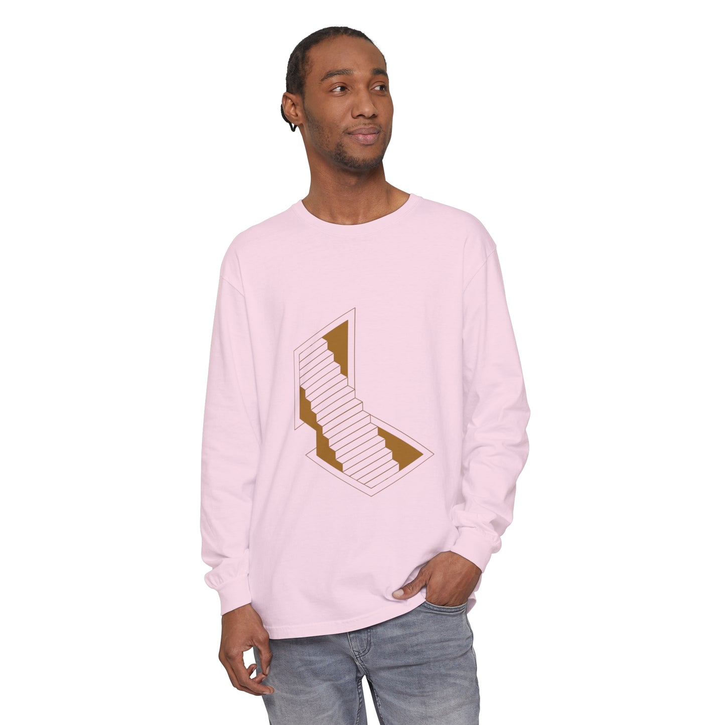 Unisex Garment-dyed Long Sleeve T-Shirt | stairs