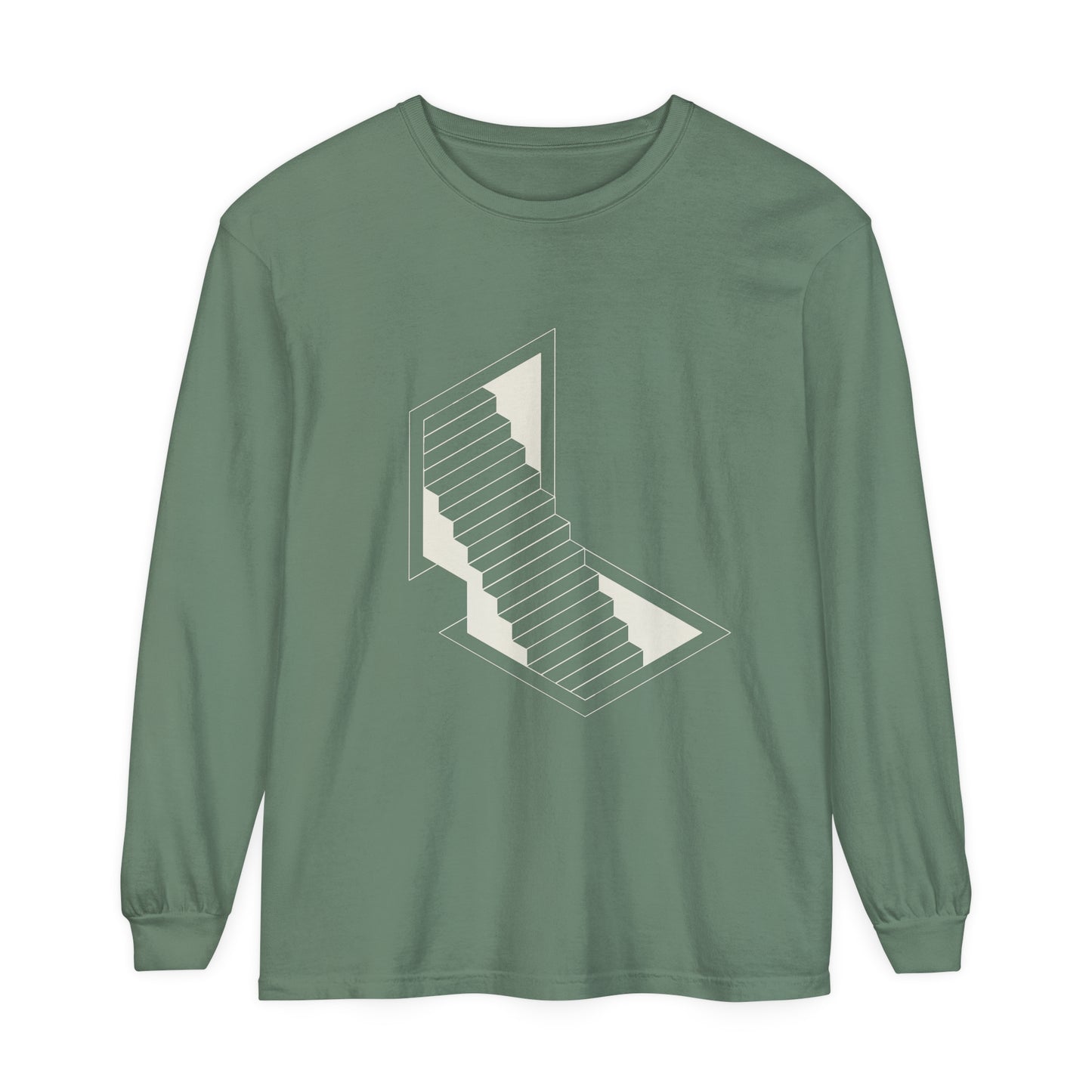 Unisex Garment-dyed Long Sleeve T-Shirt | stairs