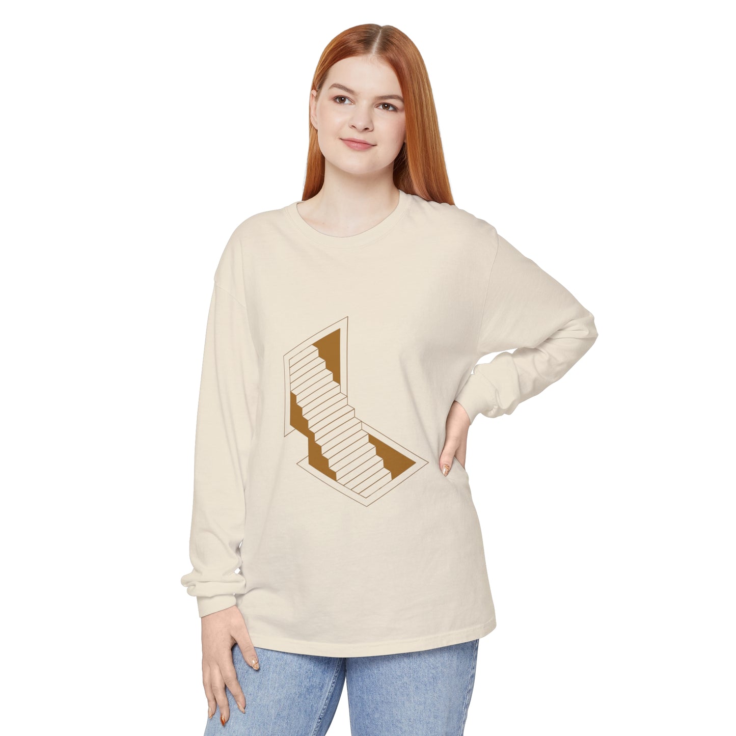 Unisex Garment-dyed Long Sleeve T-Shirt | stairs