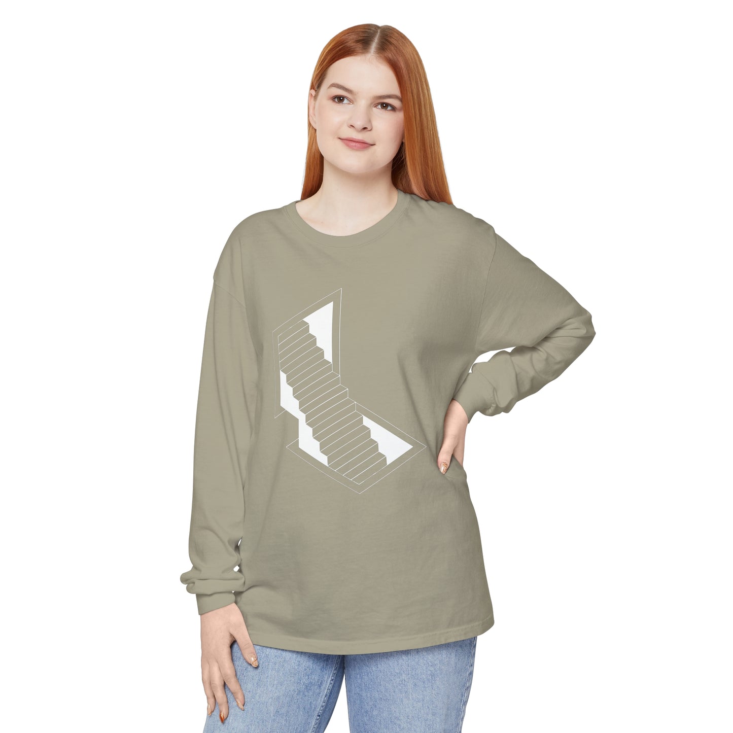 Unisex Garment-dyed Long Sleeve T-Shirt | stairs