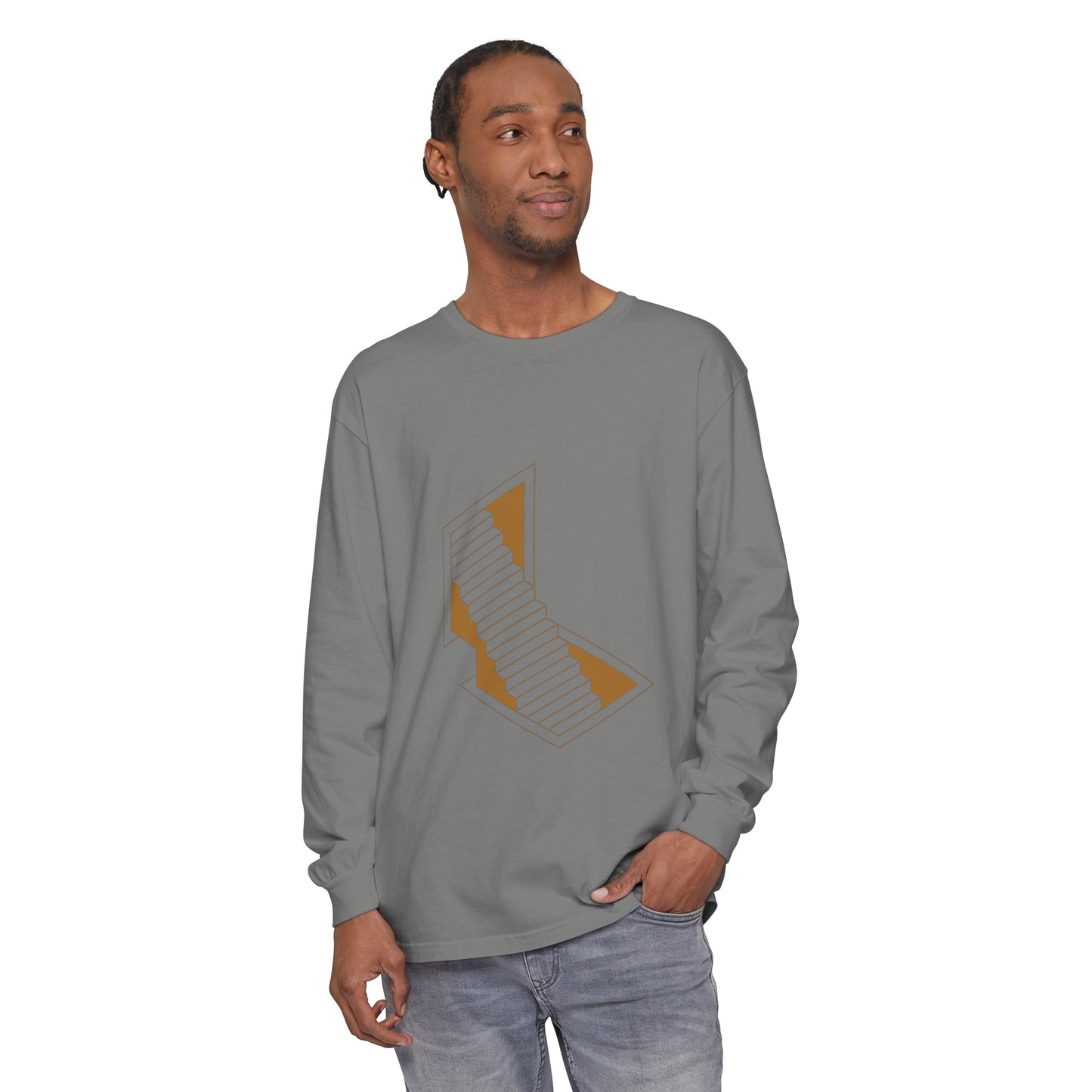 Unisex Garment-dyed Long Sleeve T-Shirt | stairs