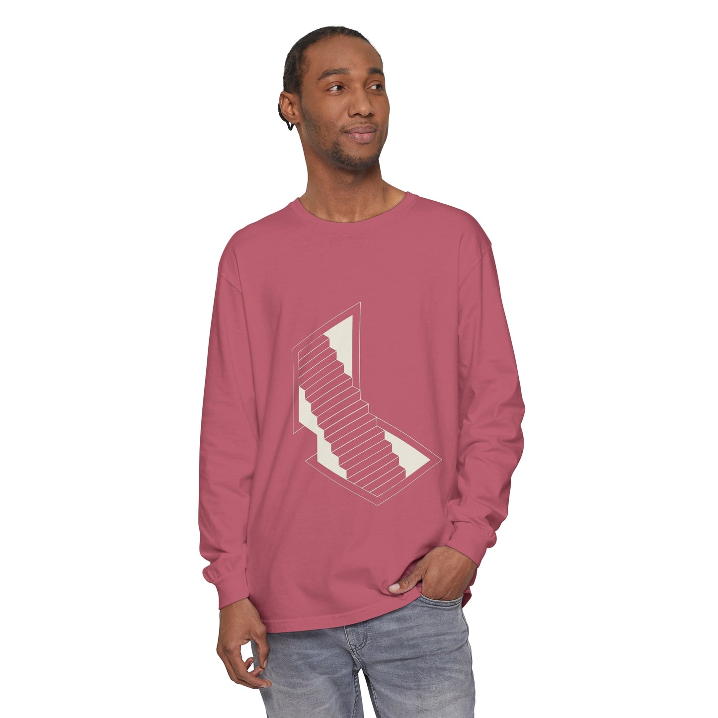 Unisex Garment-dyed Long Sleeve T-Shirt | stairs