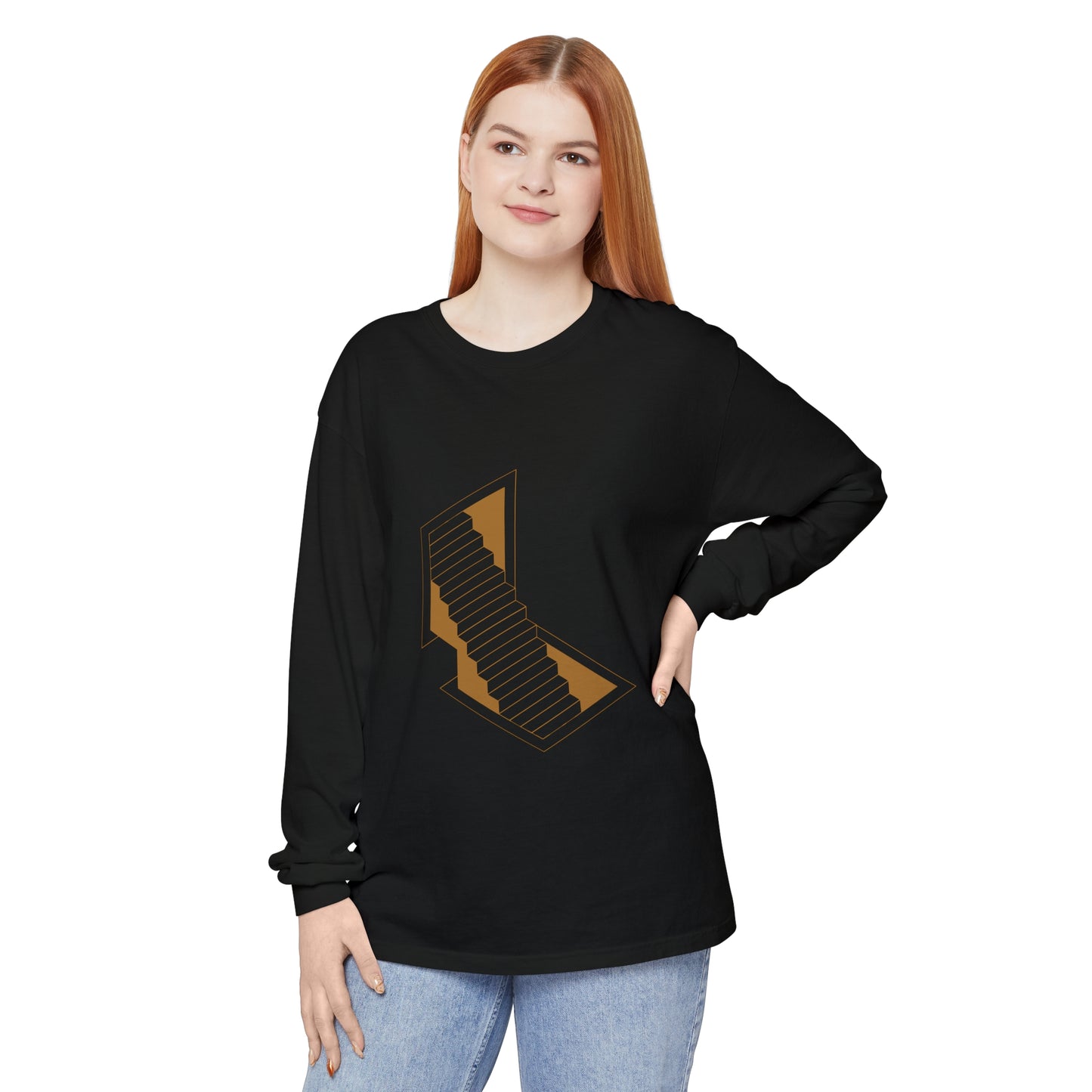 Unisex Garment-dyed Long Sleeve T-Shirt | stairs