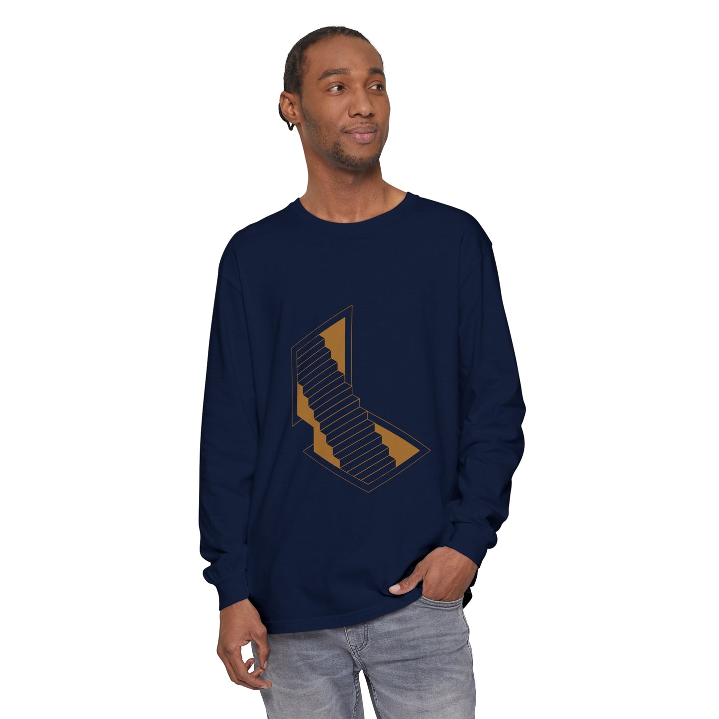 Unisex Garment-dyed Long Sleeve T-Shirt | stairs